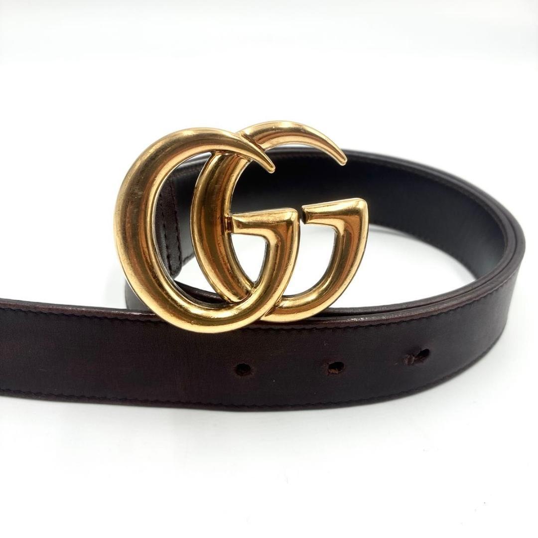 美品 GUCCI ベルト バックル GG マーモント ゴールド 革 ユニセックス