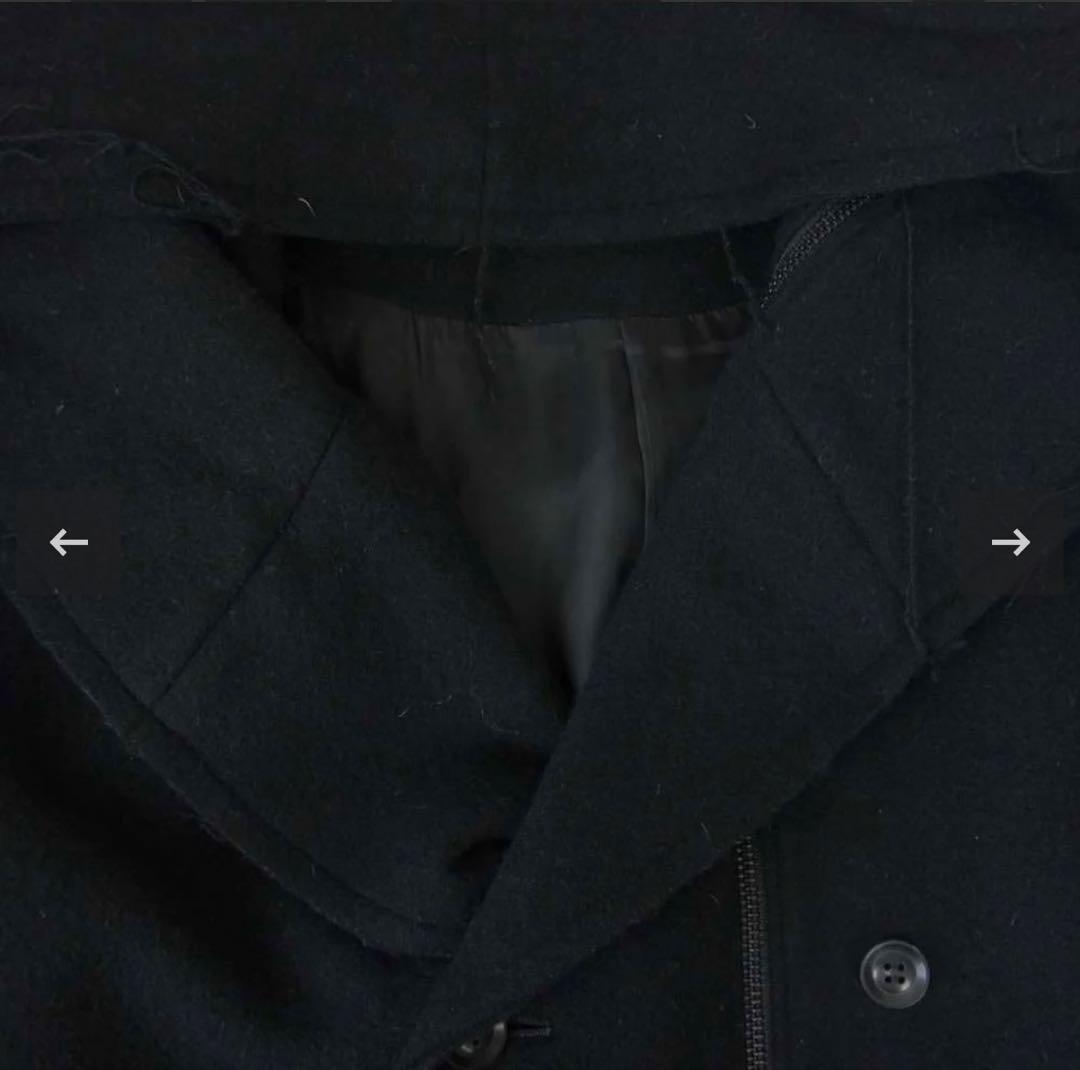 B Yohji Yamamoto ダブルファスナー メルトン フーデッド コート