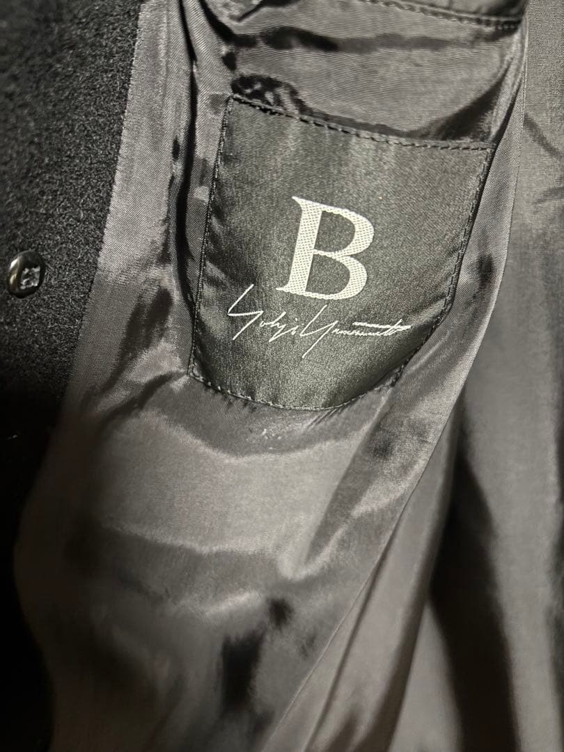 B Yohji Yamamoto ダブルファスナー メルトン フーデッド コート