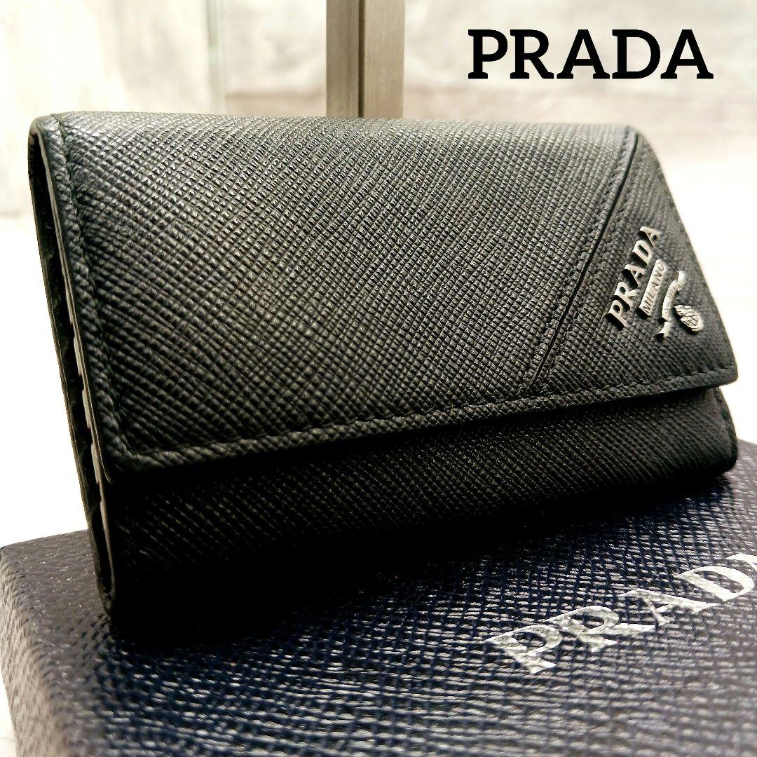 極美品✨ プラダ サフィアーノ レザー キーケース 6連 ダブルホック ブラック