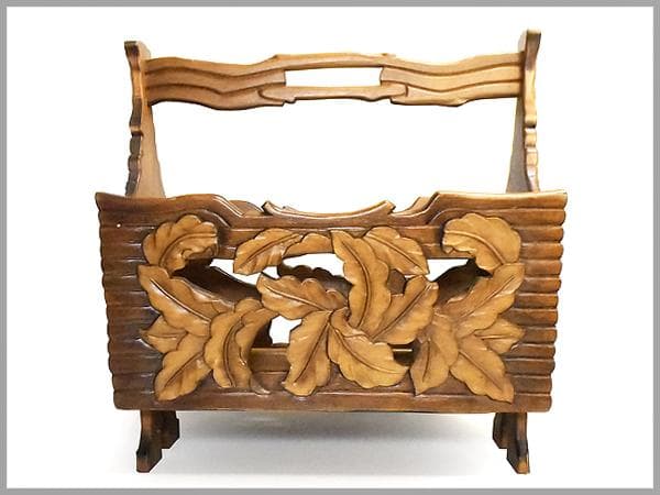 ■ 昭和レトロ　木彫り マガジンラック レトロ ■