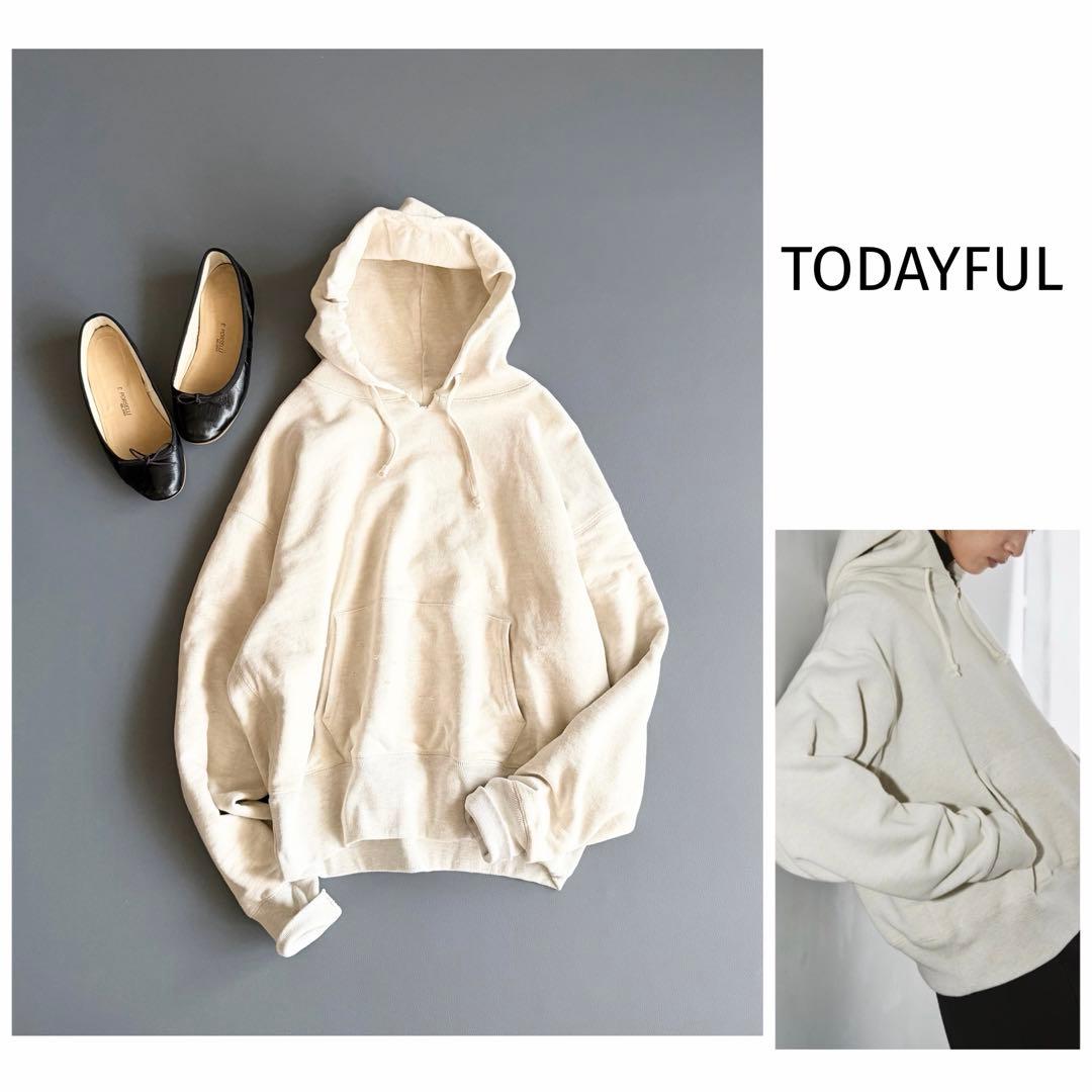 【トゥデイフル】ヘビーウェイトスウェットパーカー クリーム F 厚手 フーディー