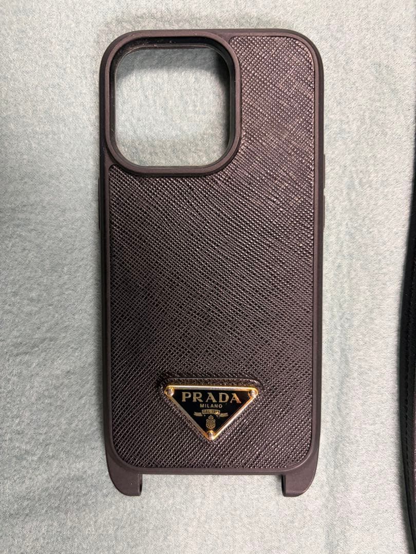 PRADA ブラウン iPhoneケース14pro 取り外し可能ストラップ付き