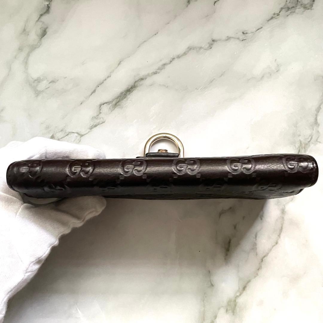 GUCCI グッチ　シマレザー 長財布 アビー　ゴールド金具　0113-⑨