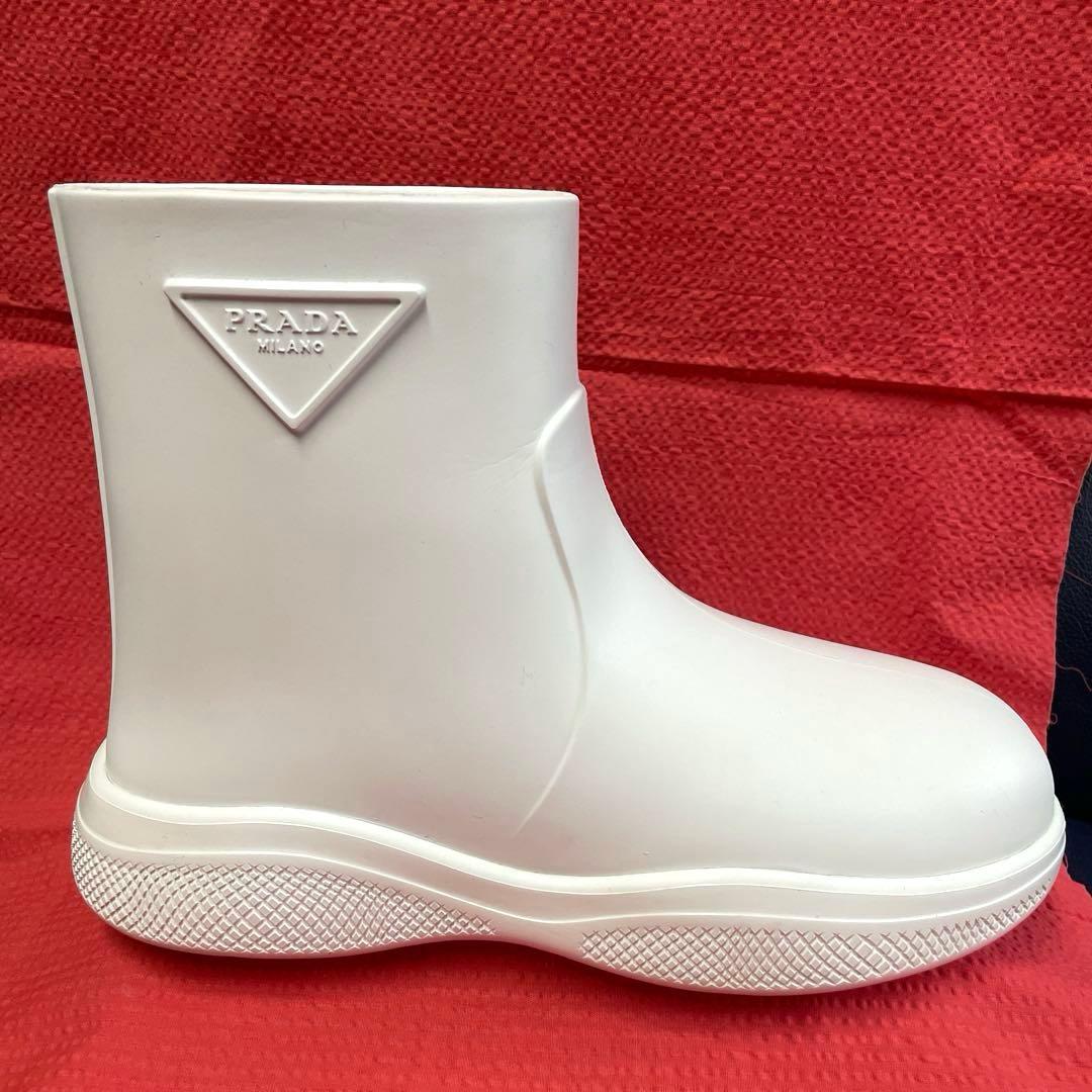 PRADA プラダ ラバーブーツ 白36(23〜23.5)レインブーツ シューズ