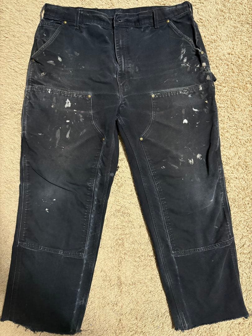 Carhartt ダックペインターパンツ 40×32 ブラック フェード ペンキ