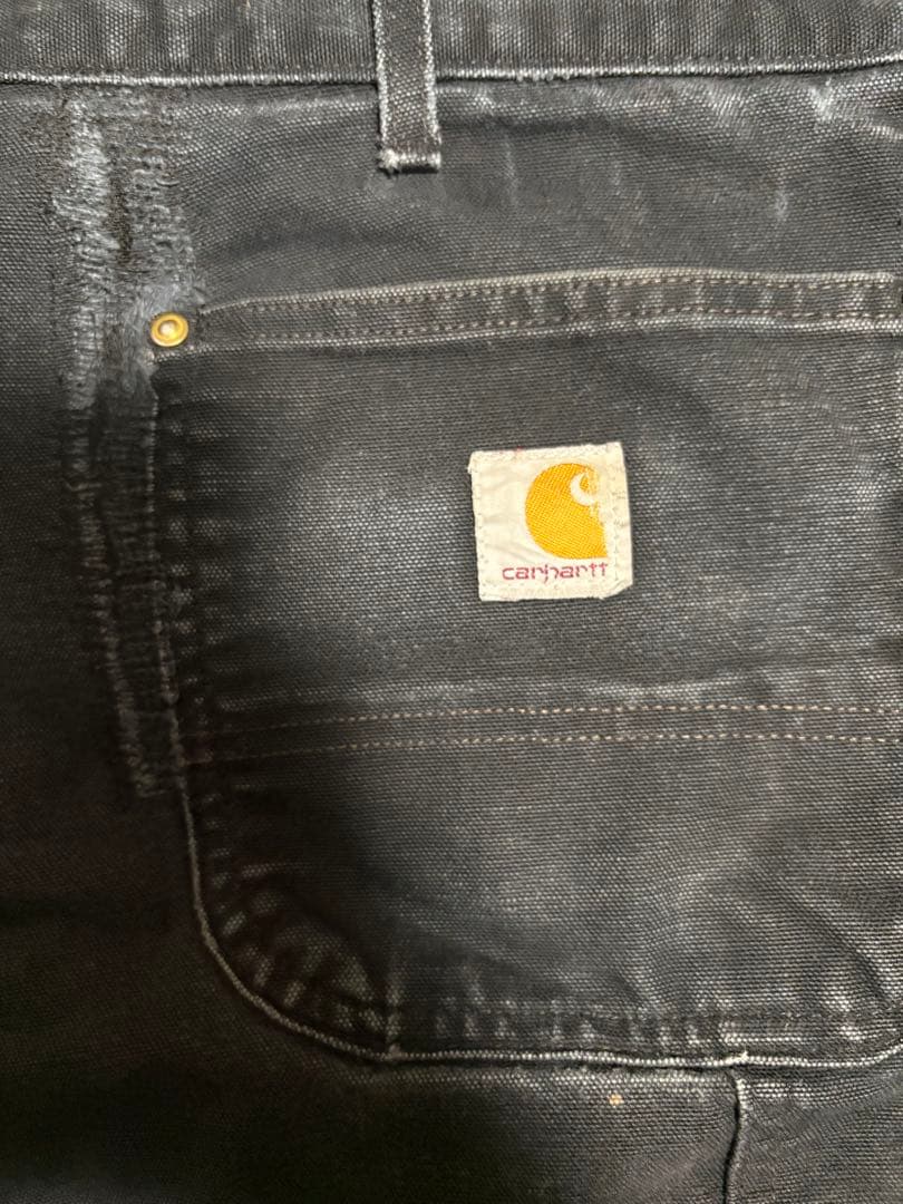 Carhartt ダックペインターパンツ 40×32 ブラック フェード ペンキ