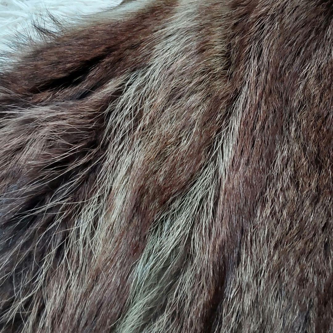 エンバ　ラクーン(アライグマ)ファーコート　L　ダークブラウン　太めアーム