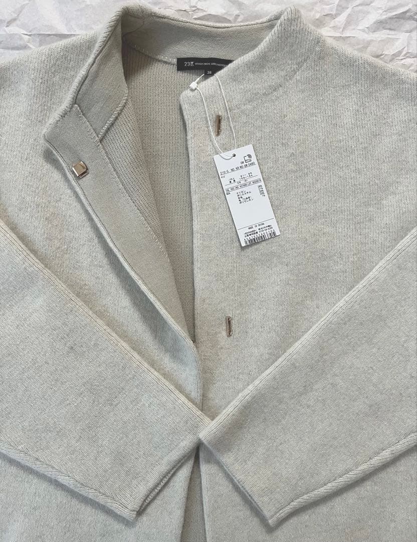 【新品・未使用】23区ラクーンブレンドダブルフェイスニットアウター／アイボリー
