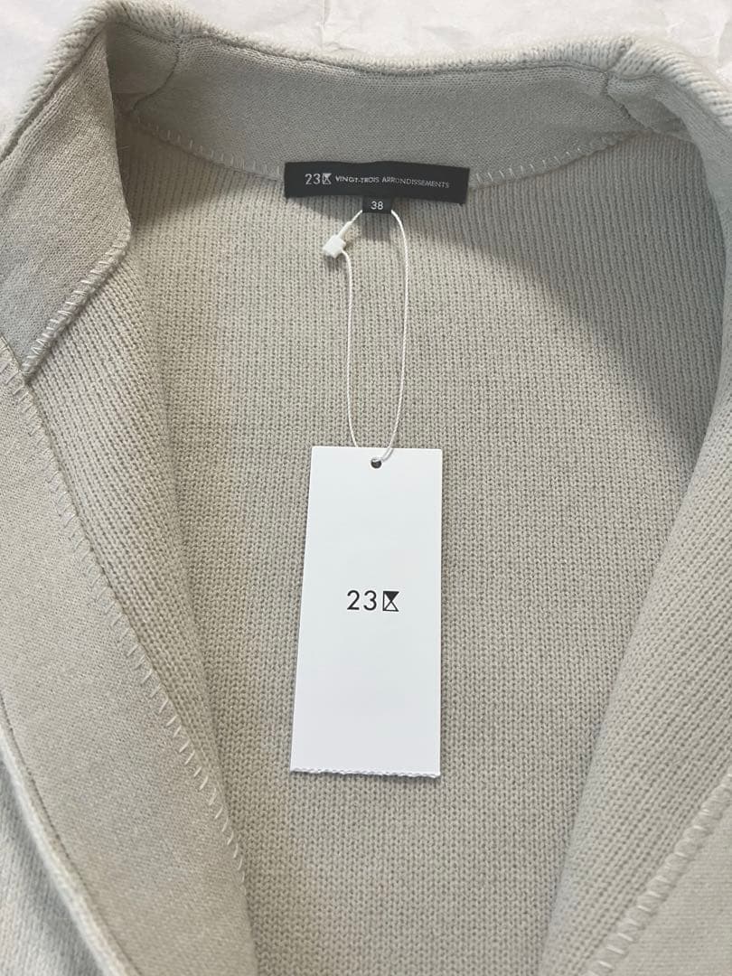 【新品・未使用】23区ラクーンブレンドダブルフェイスニットアウター／アイボリー