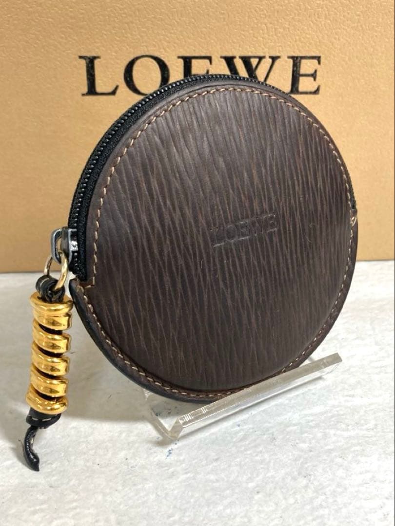 良品　ロエベ　ベラスケス　レザー　ラウンド　ケース　ミニポーチ