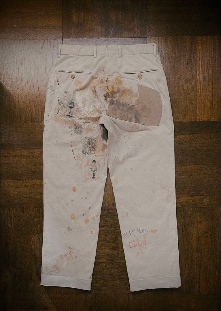 Ralph Lauren ダブルニー チノパン ペイント リメイク 古着