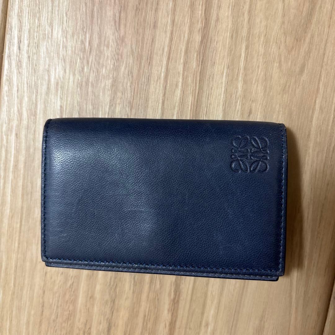 【最終値下げ】ロエベ　レザー名刺入れ　ネイビー