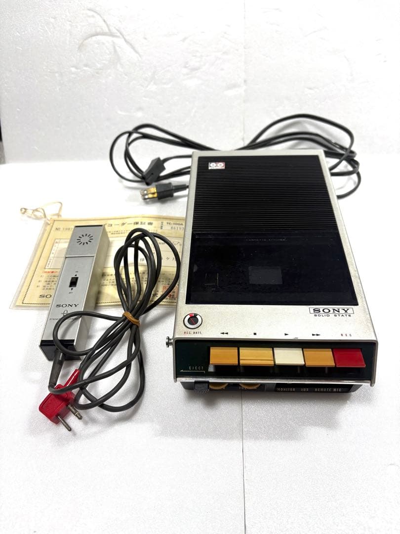 SONY TC-100 カセットテープレコーダー 昭和レトロ ソニー 説明書有り