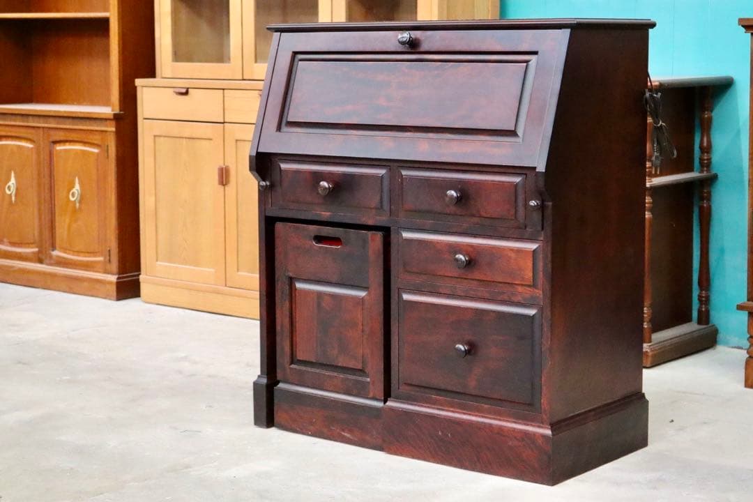 GMIS65○神居民芸 ライティングビューロー デスク キャスター付き椅子 鏡台