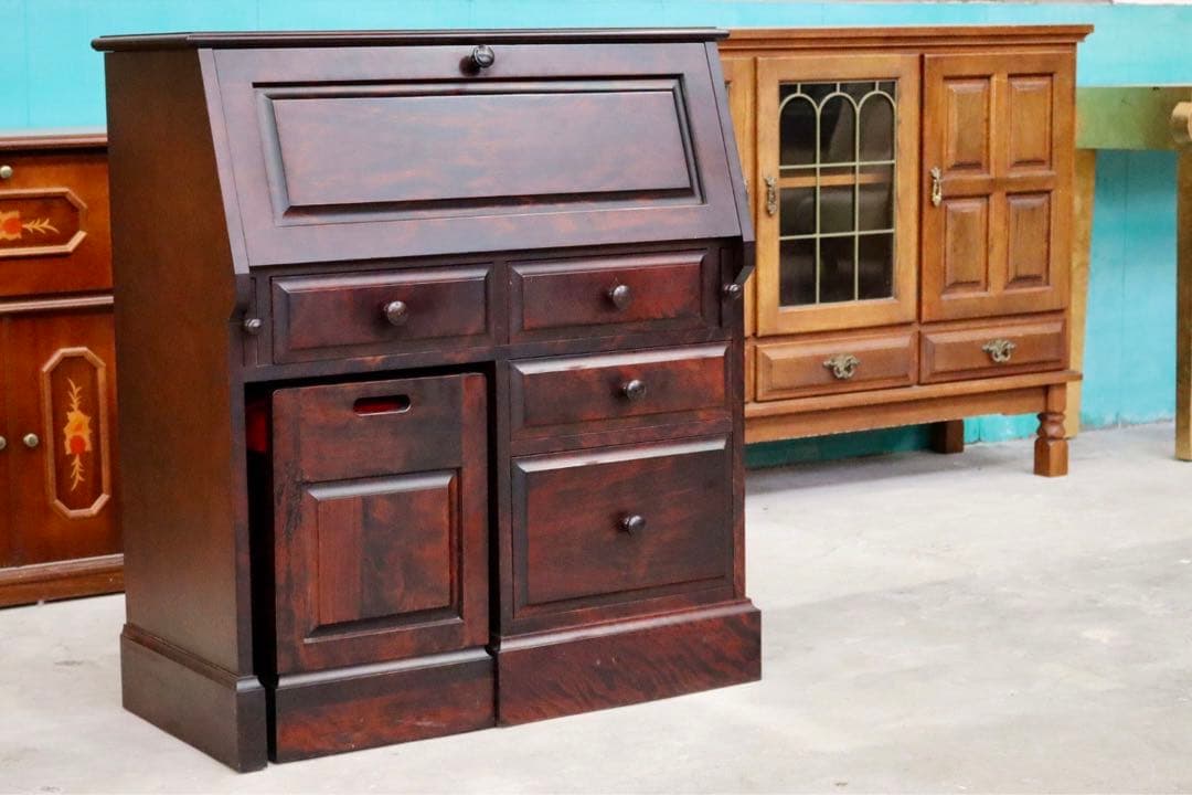 GMIS65○神居民芸 ライティングビューロー デスク キャスター付き椅子 鏡台