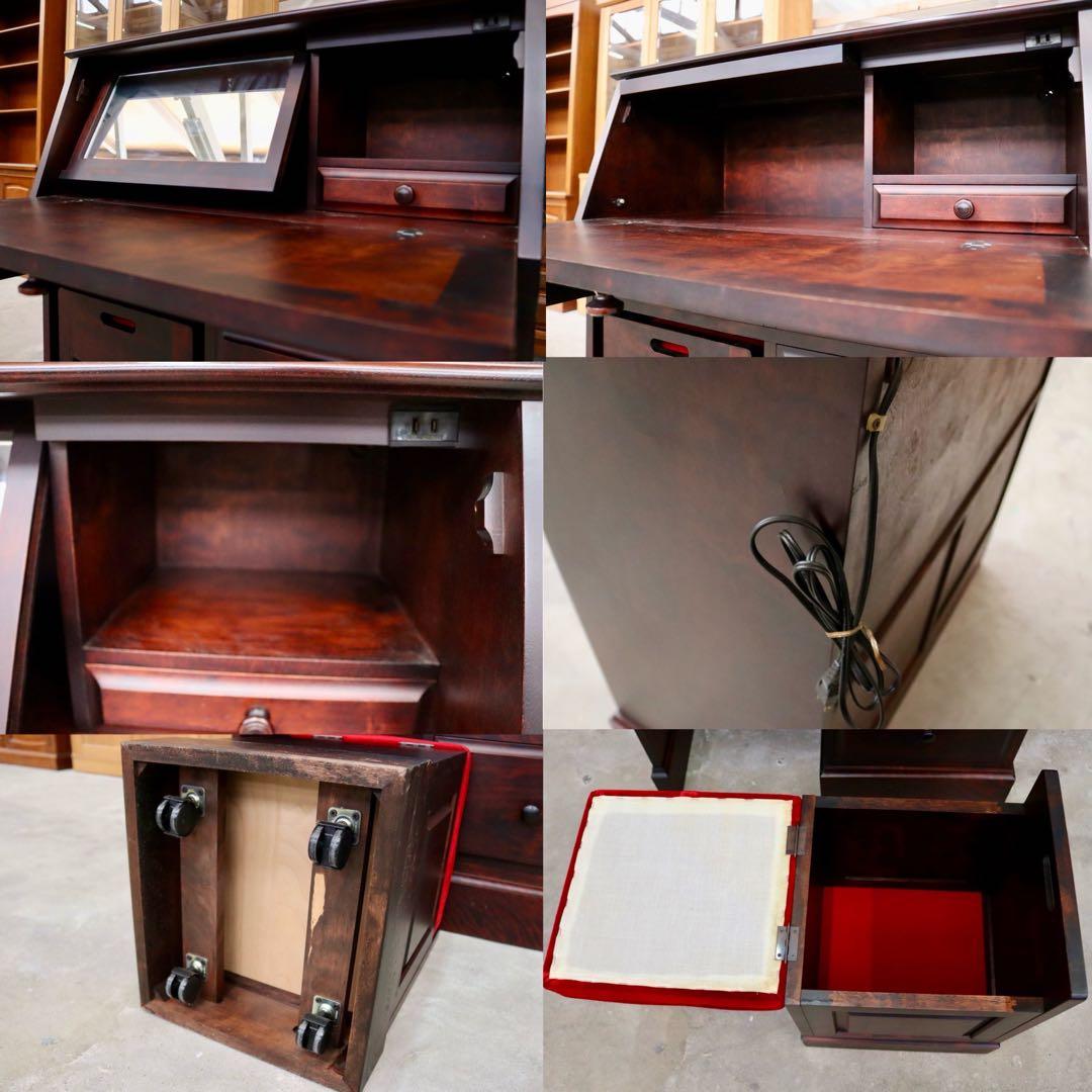 GMIS65○神居民芸 ライティングビューロー デスク キャスター付き椅子 鏡台