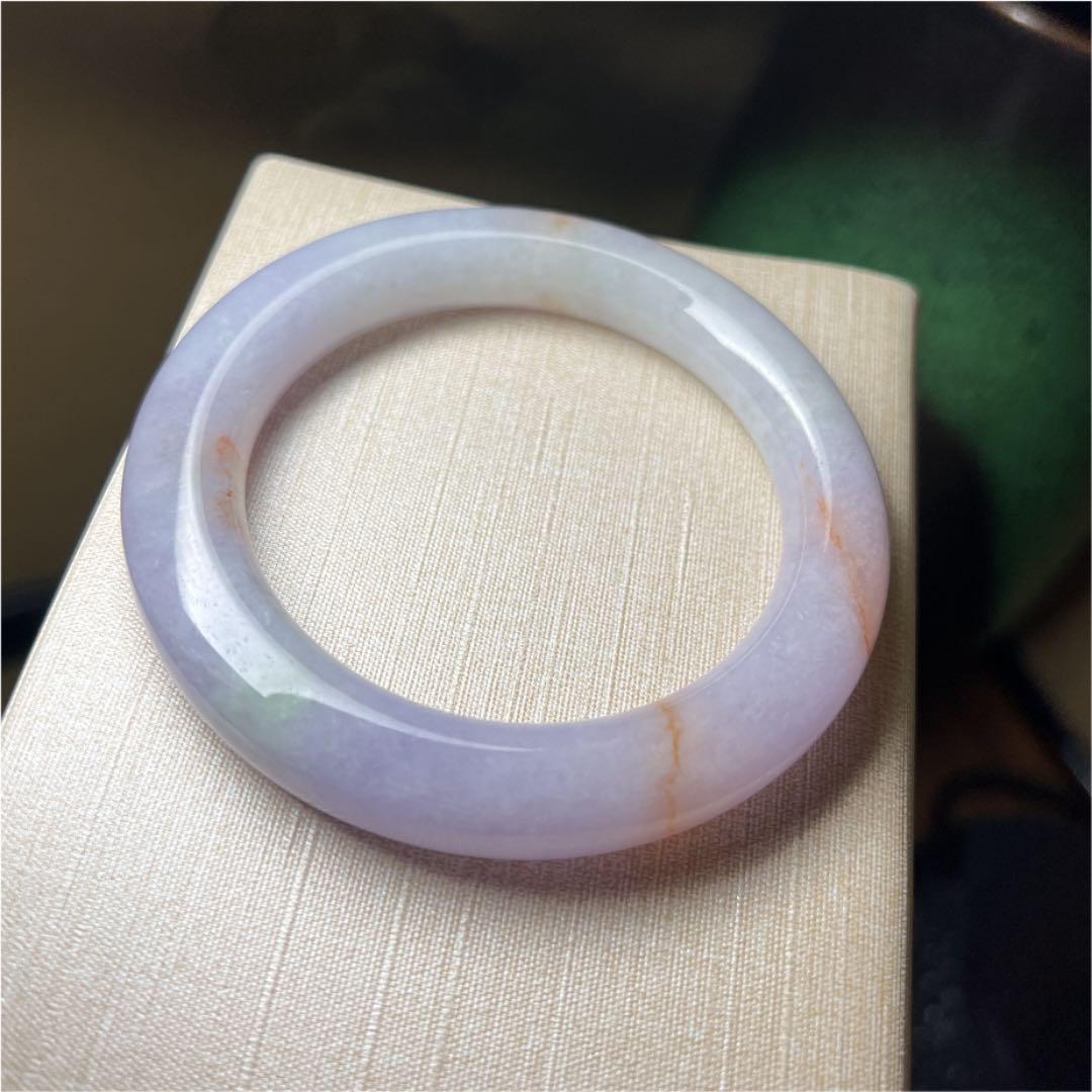 本翡翠　日本鑑別書付きラベンダーバングル　〜58