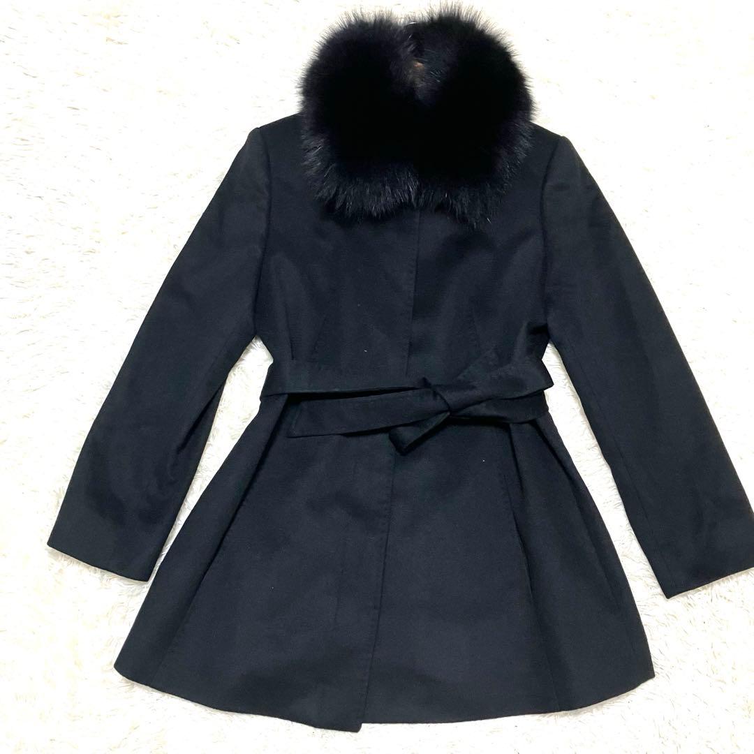 極美品！バルマン！カシミヤ100%コート！ファー！ベルト