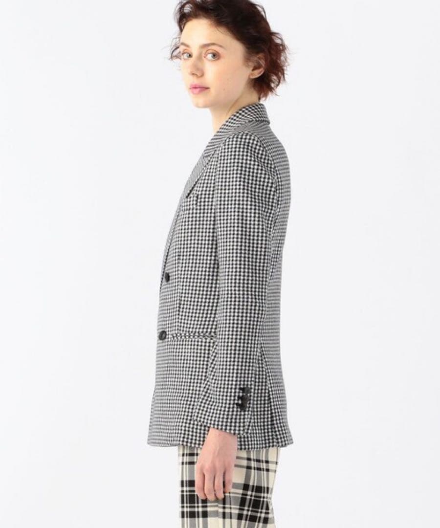 美品！CABaN コットンカシミヤ ギンガムチェックジャカードジャケット