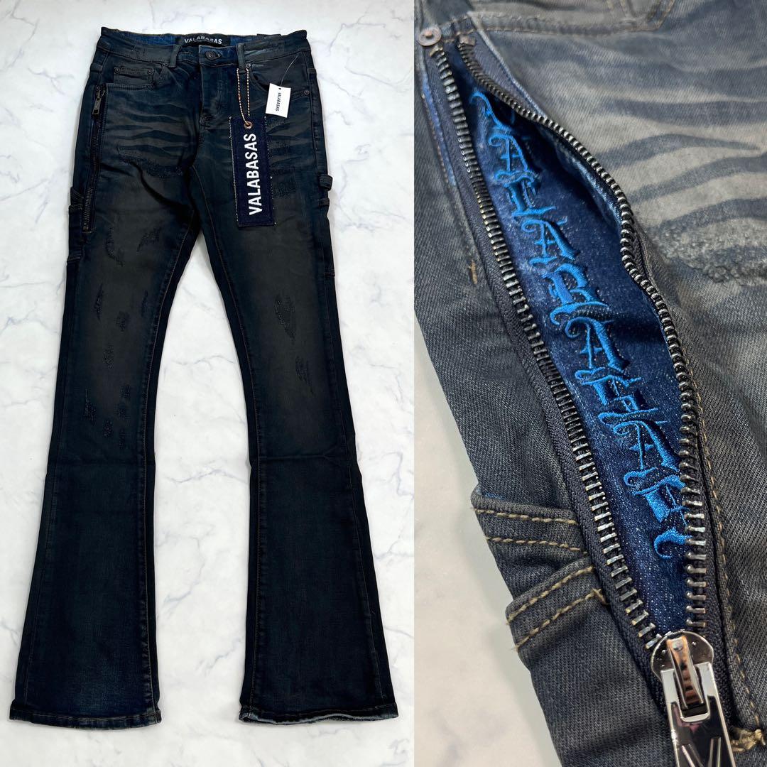 新品バラバサスVALABASAS ヴィンテージウォッシュスキニーフレアデニム S