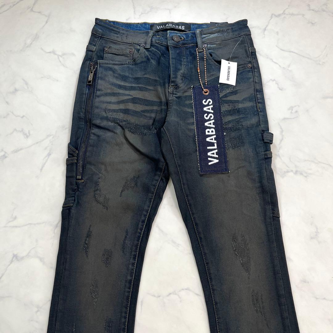 新品バラバサスVALABASAS ヴィンテージウォッシュスキニーフレアデニム S
