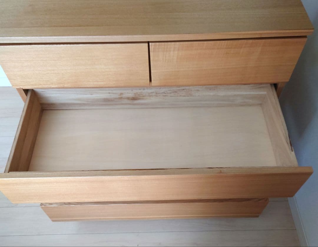 無印良品　脚付き木製チェスト4段　幅約95×奥行き約45×高さ約90cm