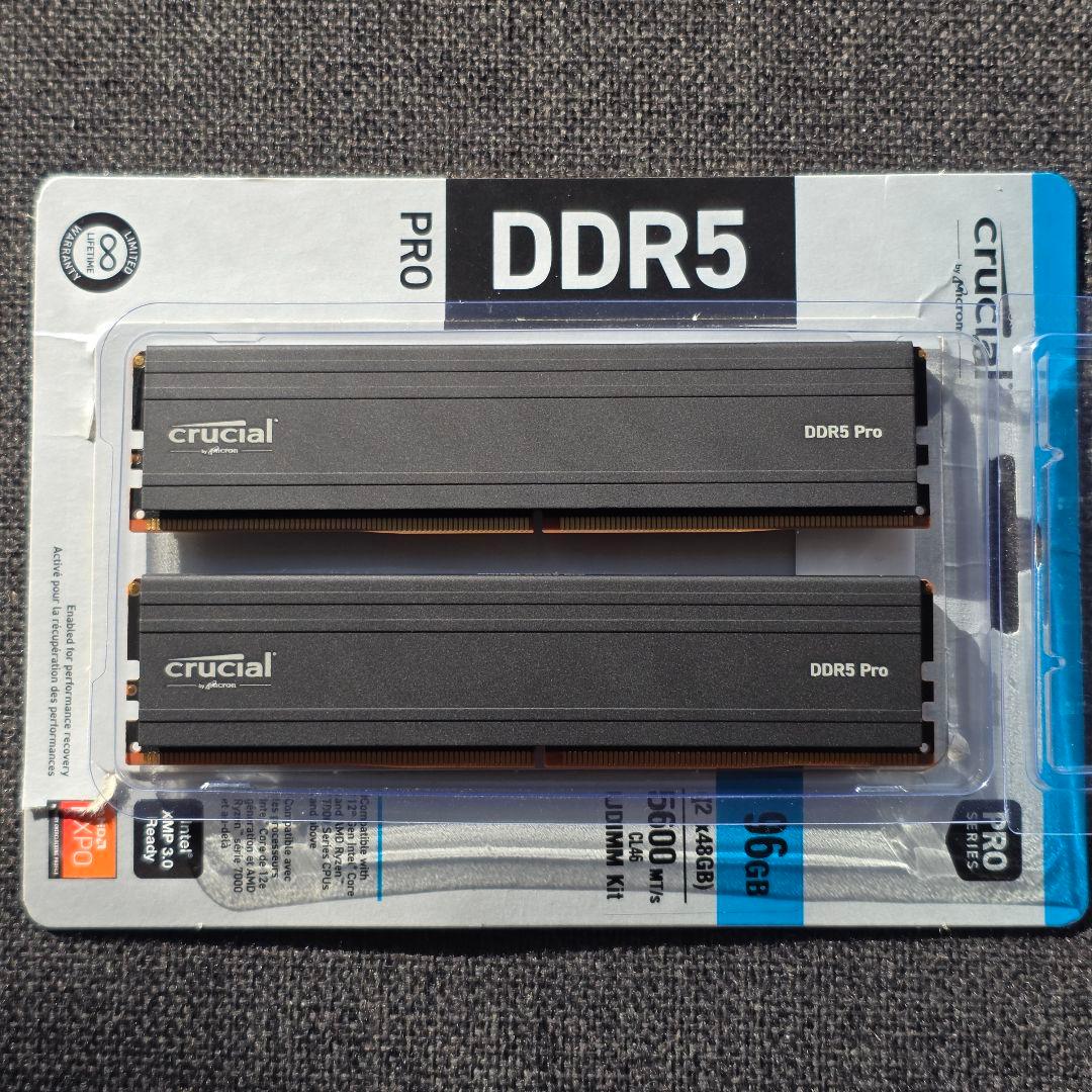 crucial DDR5 Pro 96GB (2 x 48GB) 動作確認済み
