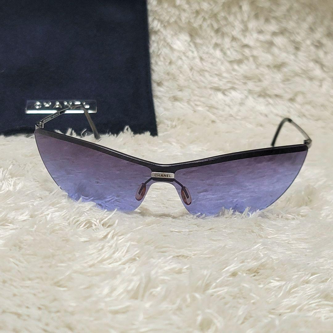 美品✨CHANEL シャネル スポーツスタイル サングラス ブルー系 保存袋