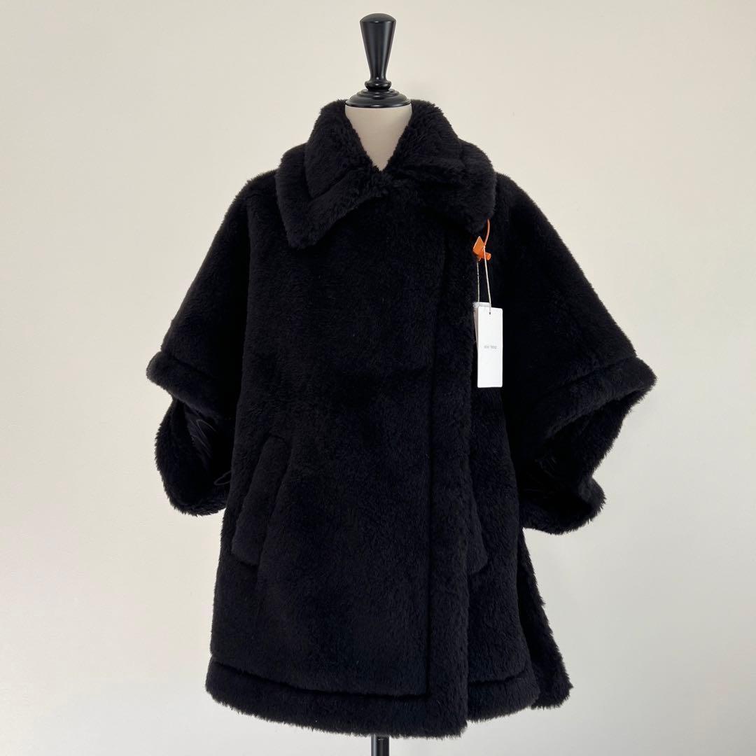 新品未使用 ベアポンチョ　アルパカ素材 テディベア ケープ　ブラック