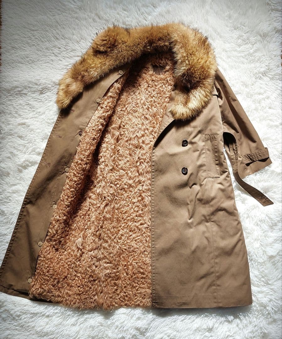 スイス製✨ROTINY 豪華ラムファーライナー ボリュームファー襟 ロングコート