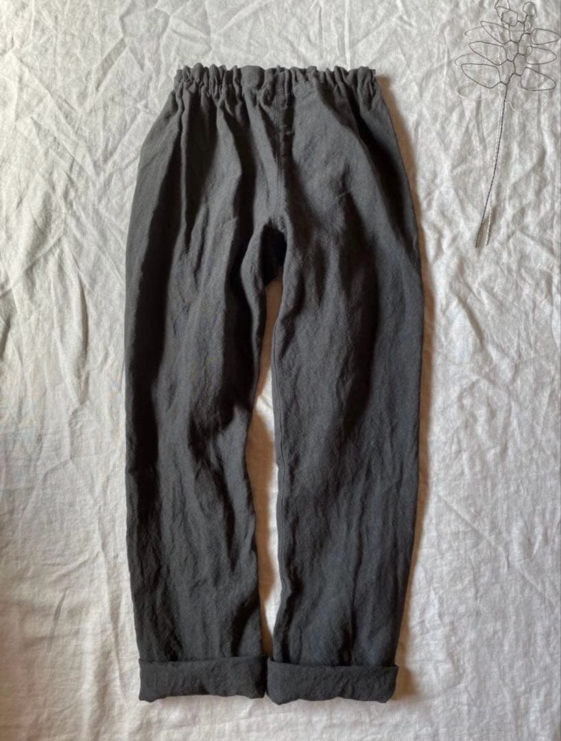 リネン楽ちんパンツ うなぎの寝床 もんぺ　Lサイズ 男女兼用　ハンドメイドih