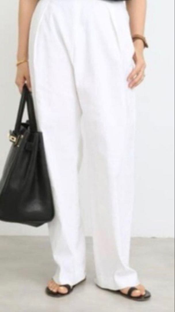 Deuxieme Classe stretch twill タックパンツ 白