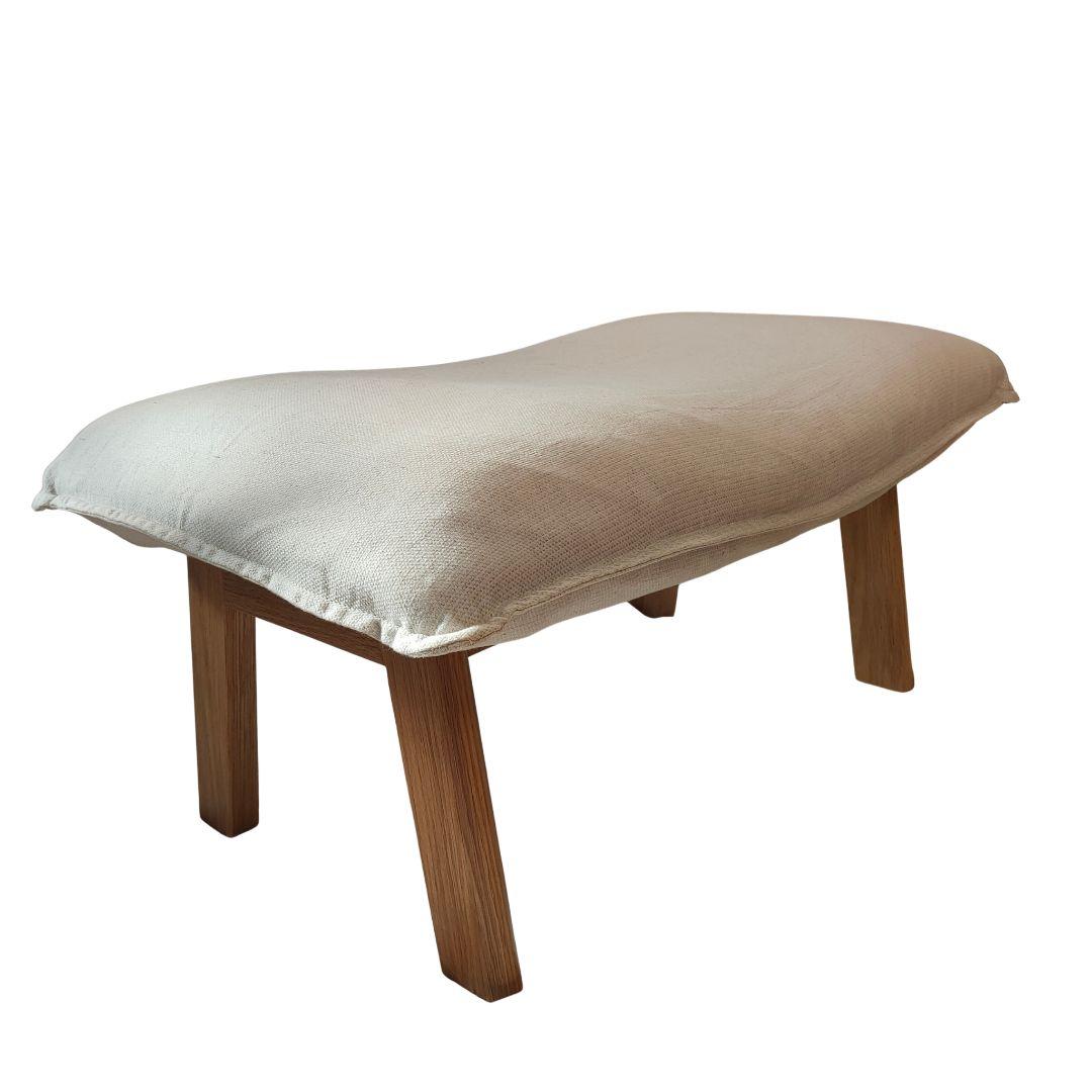 美品✨無印良品 ハイバックリクライニングソファ用オットマン アイボリー 麻混