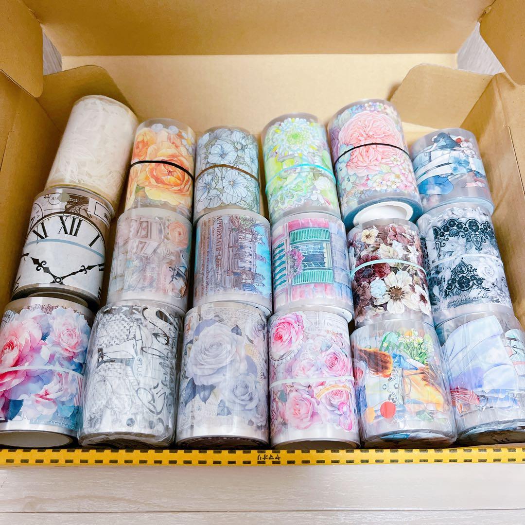 【18本】　海外マステ　petテープ　まとめ売り　コラージュ　素材　断捨離