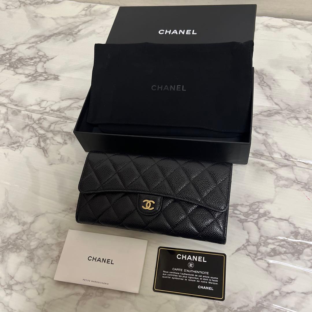 【新春特価】シャネル マトラッセ キャビアスキン ロングフラップウォレット