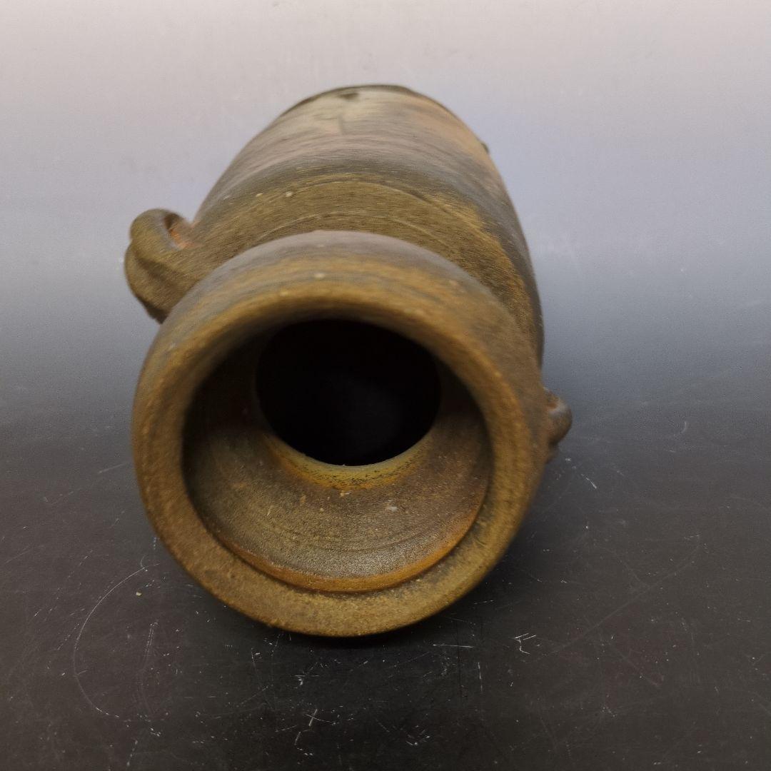 人間国宝 伊勢崎淳 作 備前双耳花生