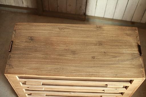 古い前面ガラスの引き出し4段　カトラリー収納　食器棚　収納棚　古家具