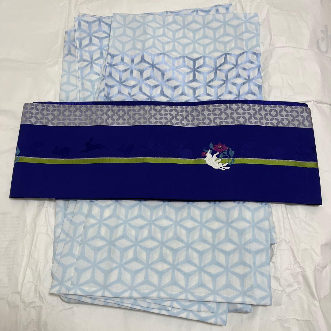 riri　シワにならない浴衣　うさぎの帯