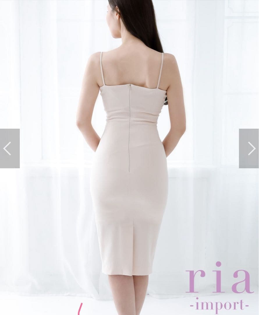 RANS ria バストドレープタイトドレス　ベージュ