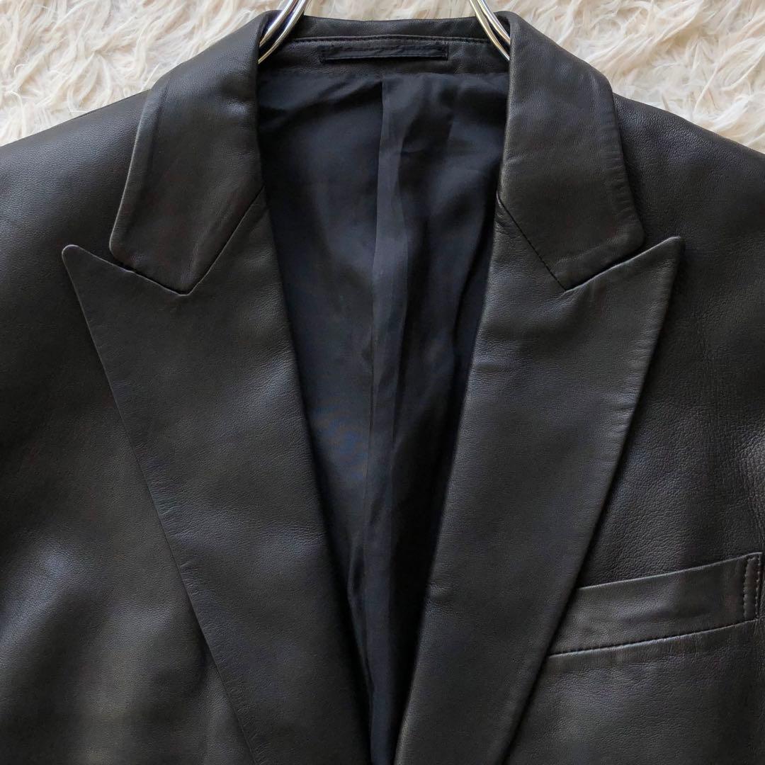 【美品 ラムレザー】キルガー　レザーテーラードジャケット　ダークブラウン