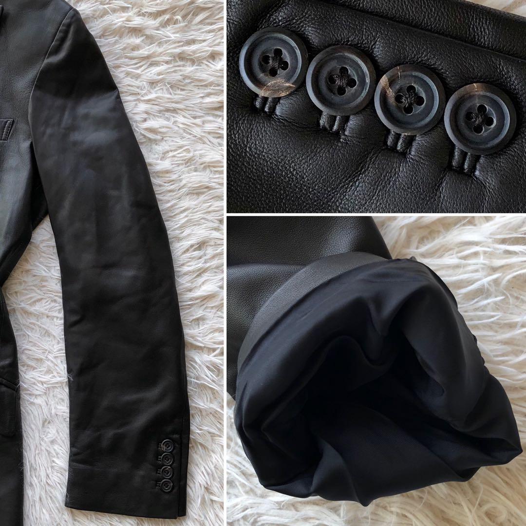 【美品 ラムレザー】キルガー　レザーテーラードジャケット　ダークブラウン