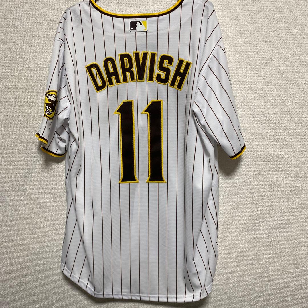 ナイキ パドレス ダルビッシュ ユニフォーム ピンストライプ 白×茶（サイズL）