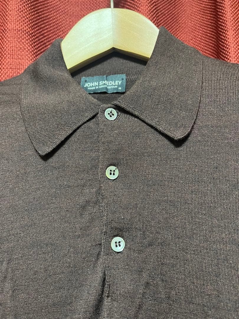 JOHN SMEDLEY ブラウン 長袖ポロシャツ M