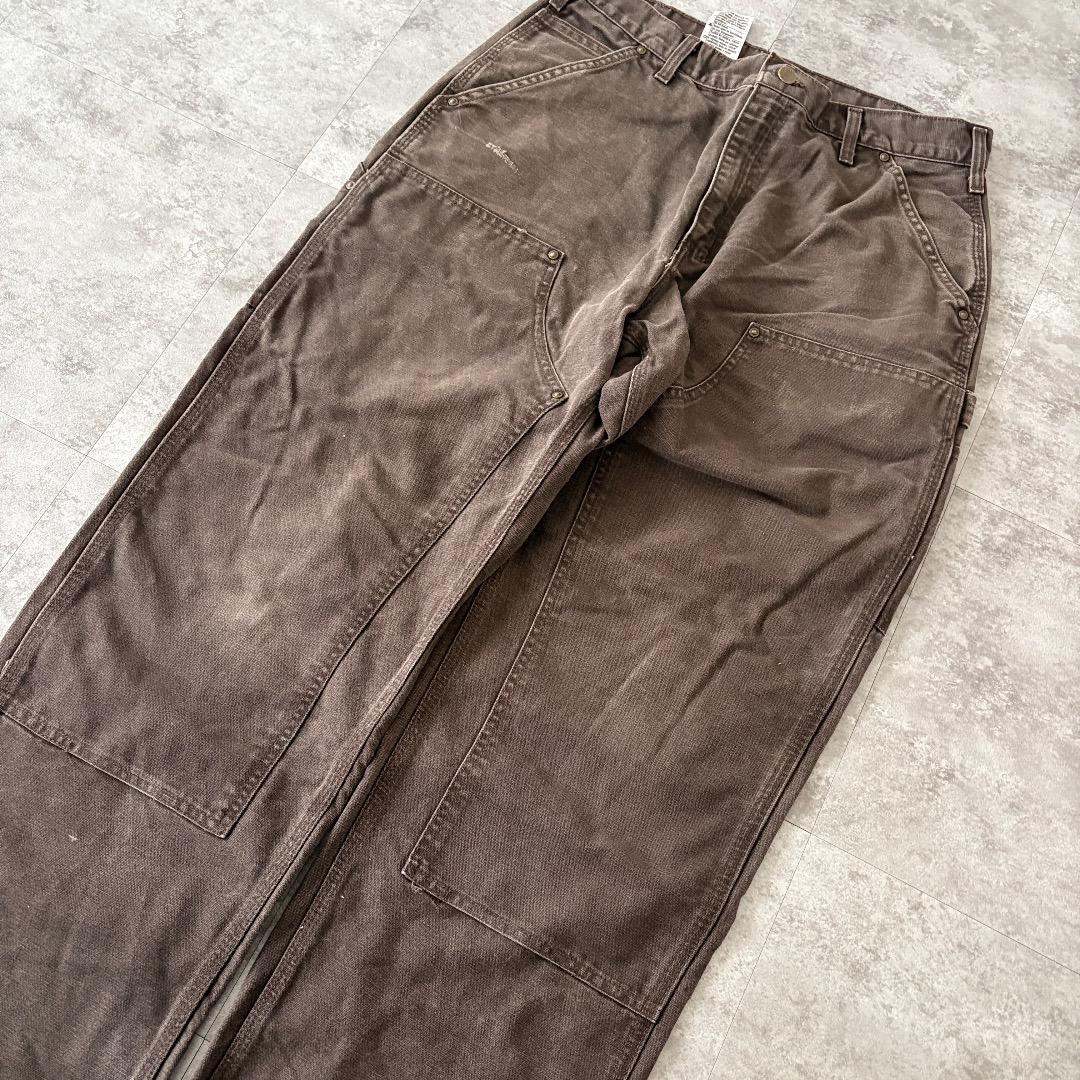 00s メキシコ製USA生地 ダークブラウン ダブルニー カーハート 33×32