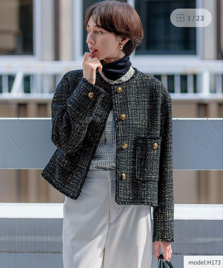 【ちゃん】新品未使用タグ付き　GIOLICA ボタン ツイード ジャケット