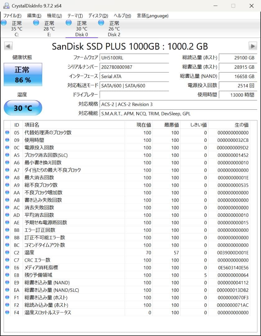 内蔵型SSD sandisk SSD Plus 1TB