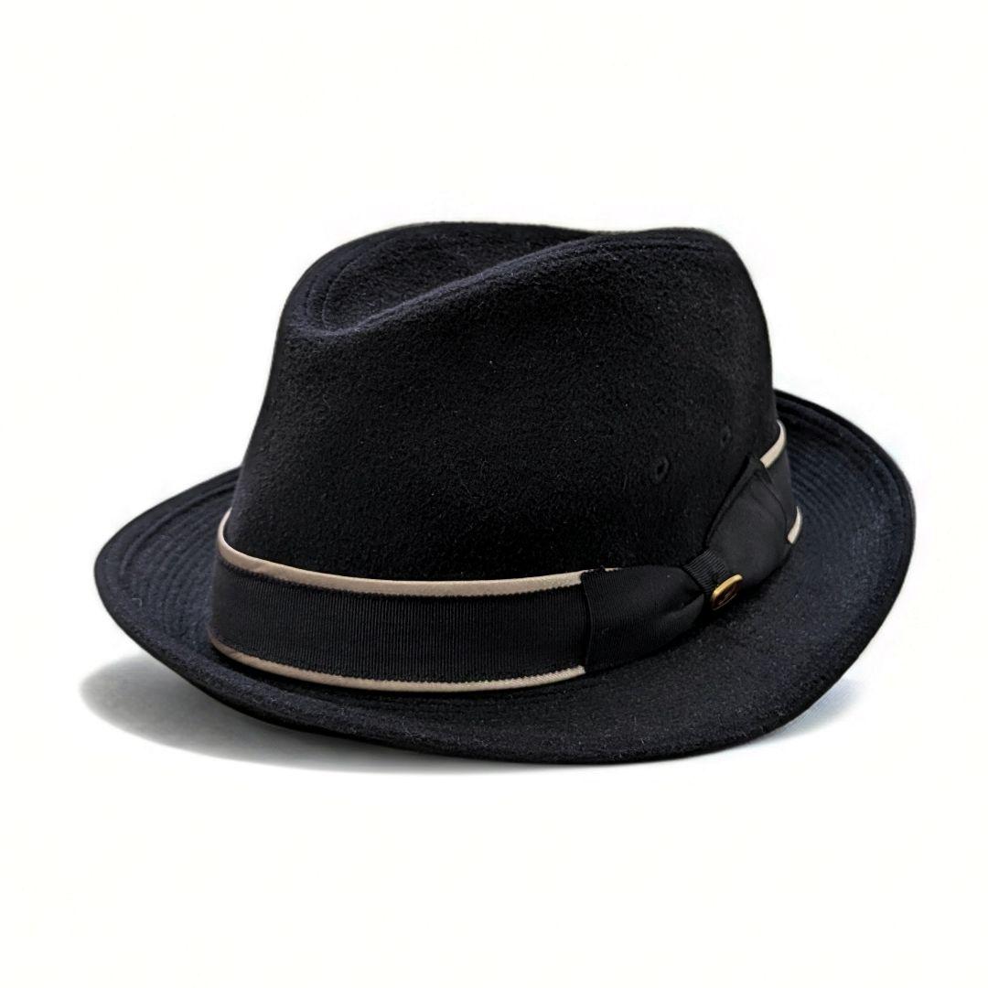 Borsalino アンゴラ100％ 中折れ フェルト ハット 黒 60cm
