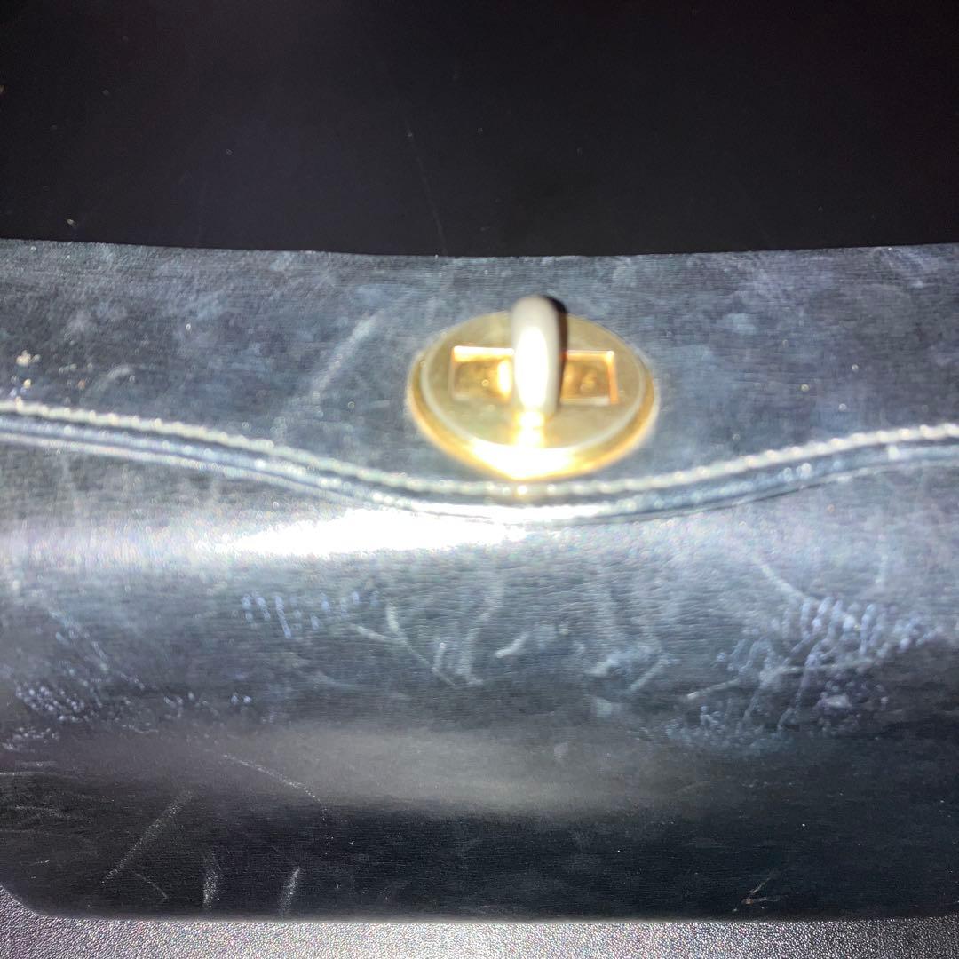 GUCCI オールドグッチ　レザー　ブラック　ターンロック　フォーマルバッグ