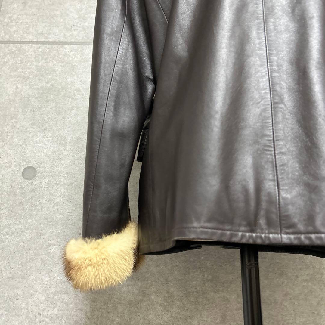 90s BALMAIN バルマン2WAY 羊革　ミンクファー　レザージャケット